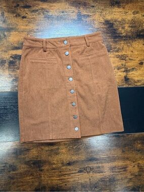 NWT Bagatelle Camel Corduroy Button-Front Mini Skirt - Size Small